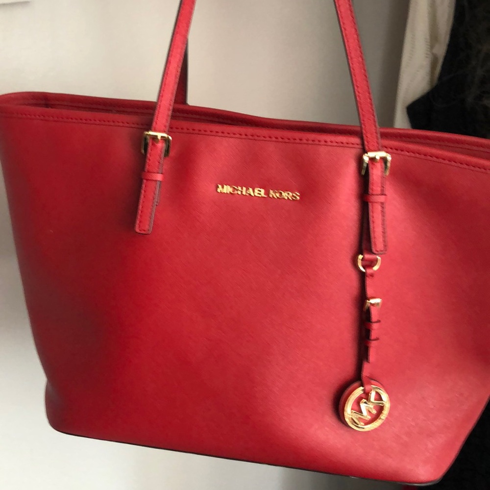 Red Michael Kors large tote